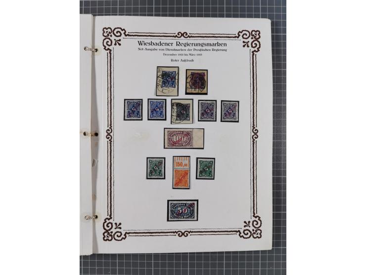 1922/23, umfangreiche, alte Ausstellungssammlung “Wiesbadener Regierungsmarken” mit vielen ungebrauchten und gestempelten Mar
