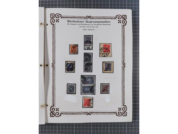 1922/23, umfangreiche, alte Ausstellungssammlung “Wiesbadener Regierungsmarken” mit vielen ungebrauchten und gestempelten Mar