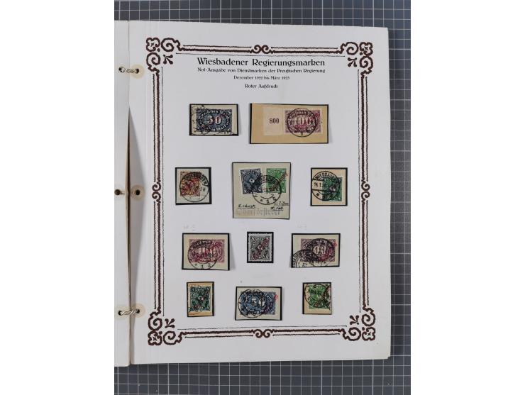 1922/23, umfangreiche, alte Ausstellungssammlung “Wiesbadener Regierungsmarken” mit vielen ungebrauchten und gestempelten Mar