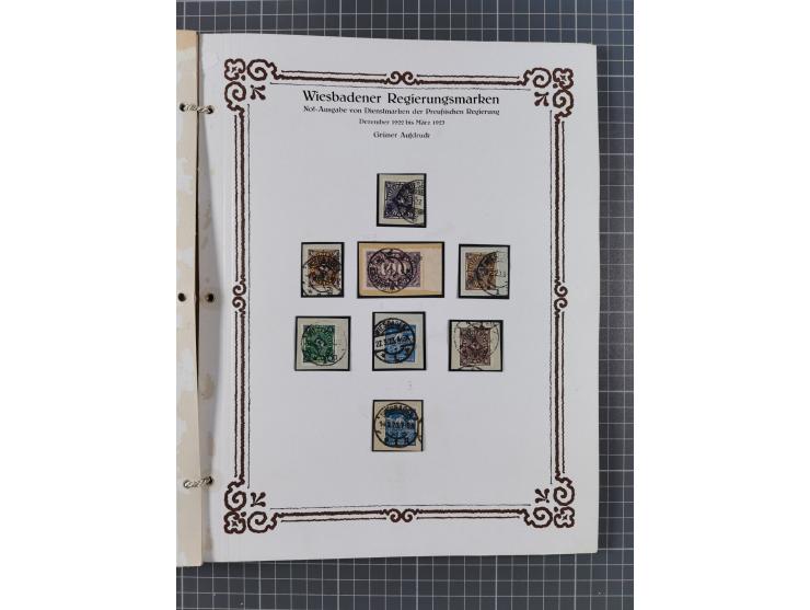 1922/23, umfangreiche, alte Ausstellungssammlung “Wiesbadener Regierungsmarken” mit vielen ungebrauchten und gestempelten Mar