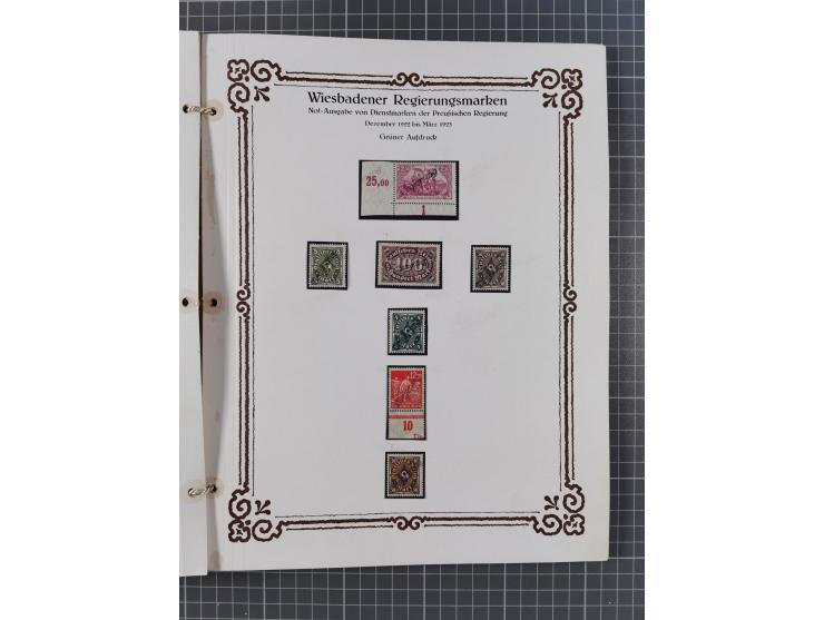 1922/23, umfangreiche, alte Ausstellungssammlung “Wiesbadener Regierungsmarken” mit vielen ungebrauchten und gestempelten Mar