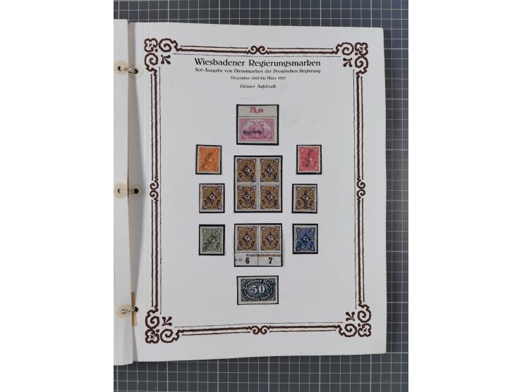 1922/23, umfangreiche, alte Ausstellungssammlung “Wiesbadener Regierungsmarken” mit vielen ungebrauchten und gestempelten Mar
