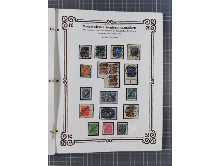1922/23, umfangreiche, alte Ausstellungssammlung “Wiesbadener Regierungsmarken” mit vielen ungebrauchten und gestempelten Mar