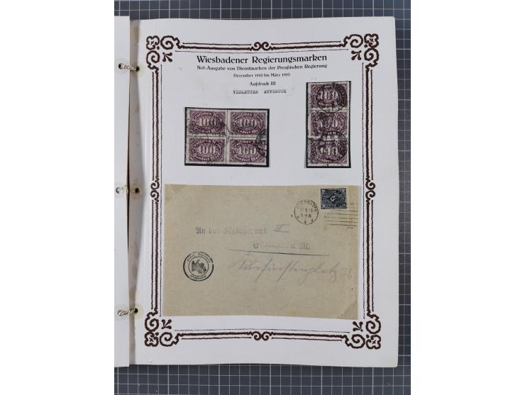 1922/23, umfangreiche, alte Ausstellungssammlung “Wiesbadener Regierungsmarken” mit vielen ungebrauchten und gestempelten Mar