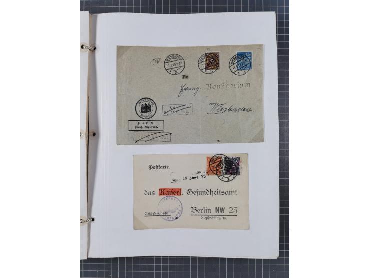 1922/23, umfangreiche, alte Ausstellungssammlung “Wiesbadener Regierungsmarken” mit vielen ungebrauchten und gestempelten Mar