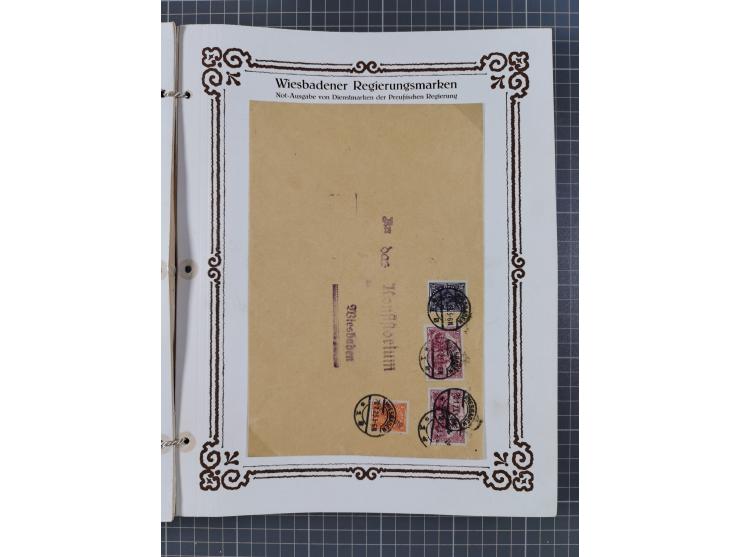 1922/23, umfangreiche, alte Ausstellungssammlung “Wiesbadener Regierungsmarken” mit vielen ungebrauchten und gestempelten Mar