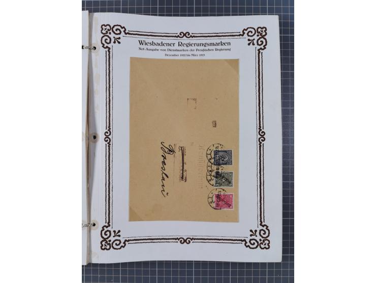 1922/23, umfangreiche, alte Ausstellungssammlung “Wiesbadener Regierungsmarken” mit vielen ungebrauchten und gestempelten Mar