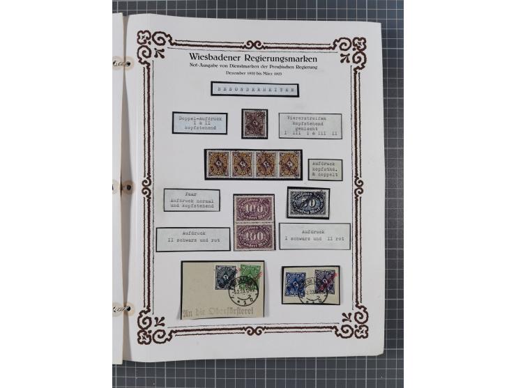 1922/23, umfangreiche, alte Ausstellungssammlung “Wiesbadener Regierungsmarken” mit vielen ungebrauchten und gestempelten Mar