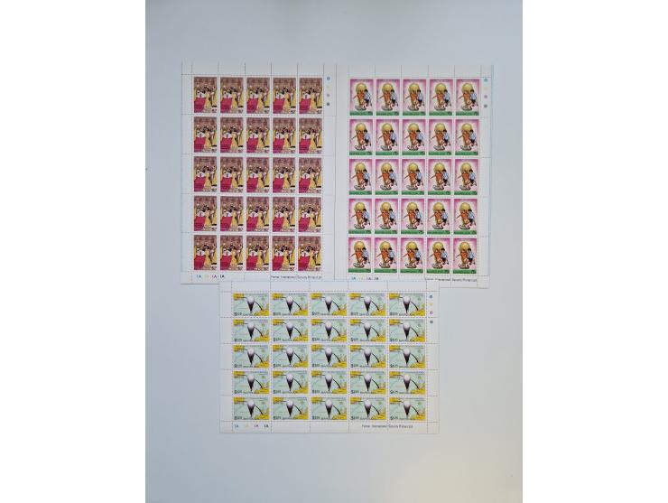 1978/88 (ca.), West Indies, mnh stock of several thousand cpl. motive sets (ca. 40 different) in sheets and few part sheets, 