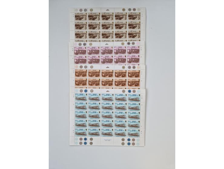1978/88 (ca.), West Indies, mnh stock of several thousand cpl. motive sets (ca. 40 different) in sheets and few part sheets, 