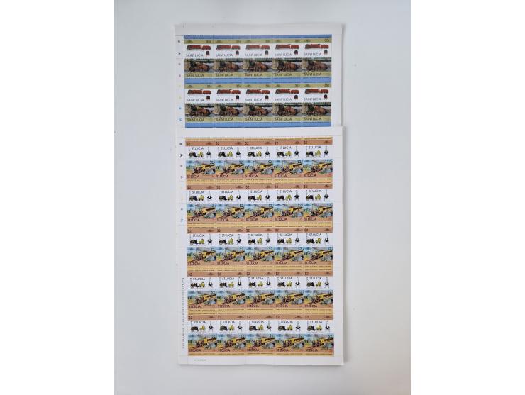 1978/88 (ca.), West Indies, mnh stock of several thousand cpl. motive sets (ca. 40 different) in sheets and few part sheets, 