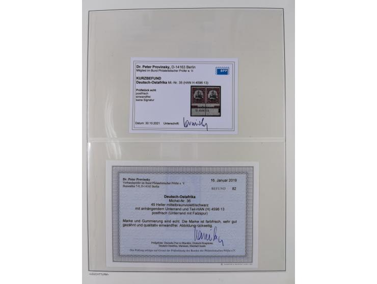 1905/20, Kaiseryacht 3 -60 H. in Unterrandpaaren bzw. zwei Einzelmarken mit Unterrand und mit HAN, dabei 7½ H. in beiden Farb