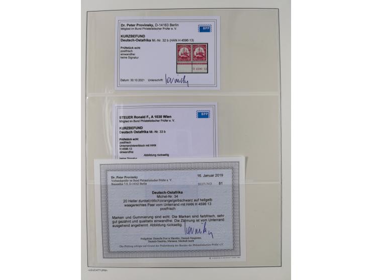 1905/20, Kaiseryacht 3 -60 H. in Unterrandpaaren bzw. zwei Einzelmarken mit Unterrand und mit HAN, dabei 7½ H. in beiden Farb