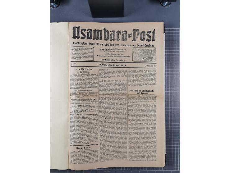 Ostafrika: 1913, Zeitschrift "Usambara-Post" (Tanga), kompletter Jahrgang mit 52 Ausgaben mit vielen interessanten Artikel, W