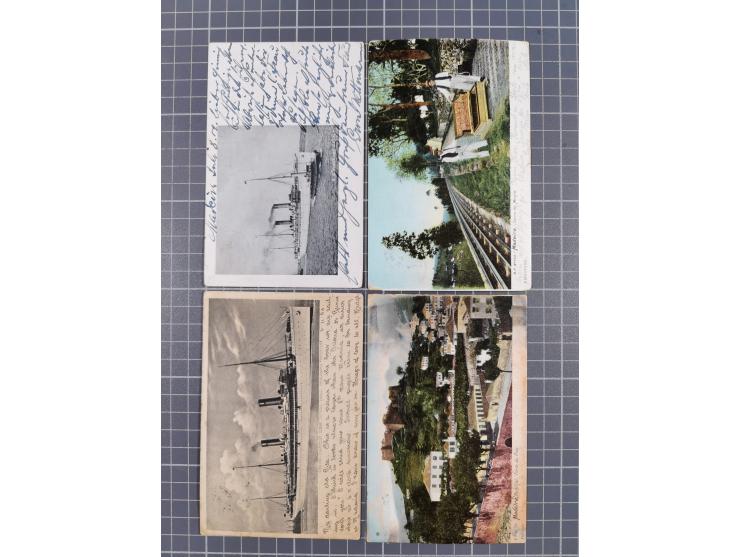 1902/12, OCEAN POST: Ten postcards, three ship cards (S.S.Kinfauns Castle and Steamer Briton) and seven Portugal Madeira Func