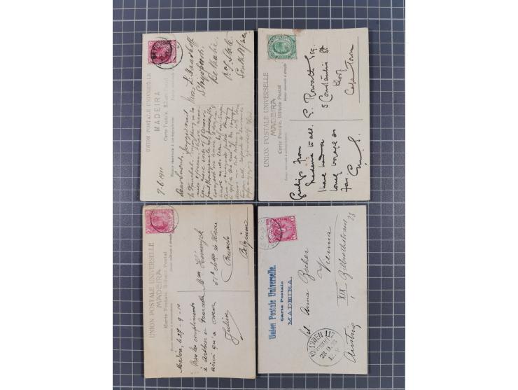 1902/12, OCEAN POST: Ten postcards, three ship cards (S.S.Kinfauns Castle and Steamer Briton) and seven Portugal Madeira Func