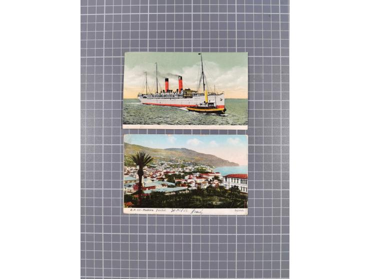 1902/12, OCEAN POST: Ten postcards, three ship cards (S.S.Kinfauns Castle and Steamer Briton) and seven Portugal Madeira Func