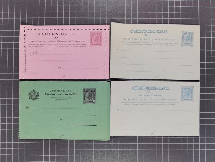 1879/1900, Sammlung von 15 meist verschiedenen Ganzsachenkarten zur pneumatischen Expressbeförderung, überwiegend ungebraucht