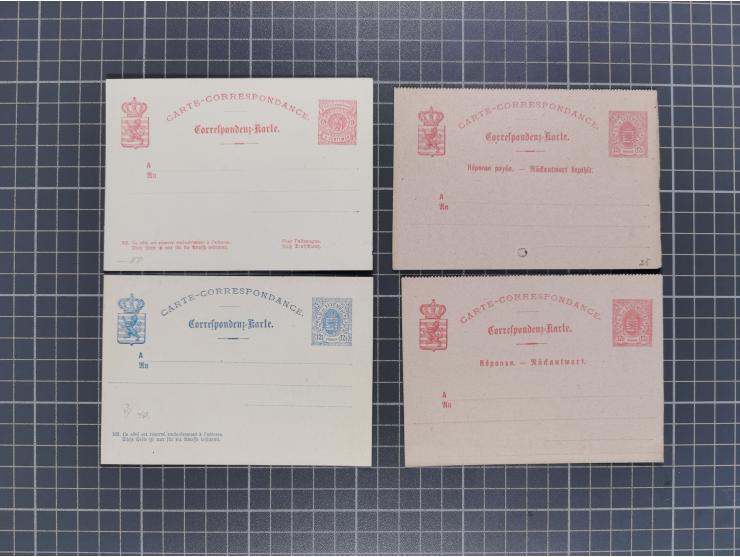 1874/1900, Sammlung von 41 meist verschiedenen Ganzsachenkarten, überwiegend ungebraucht, dabei auch 13 komplette Antwortkart