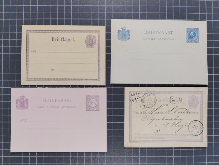 1872/1900, Collection of 13 postal stationery cards Neth.-Indie and 9 cards Curacao, including nine complete answering cards,