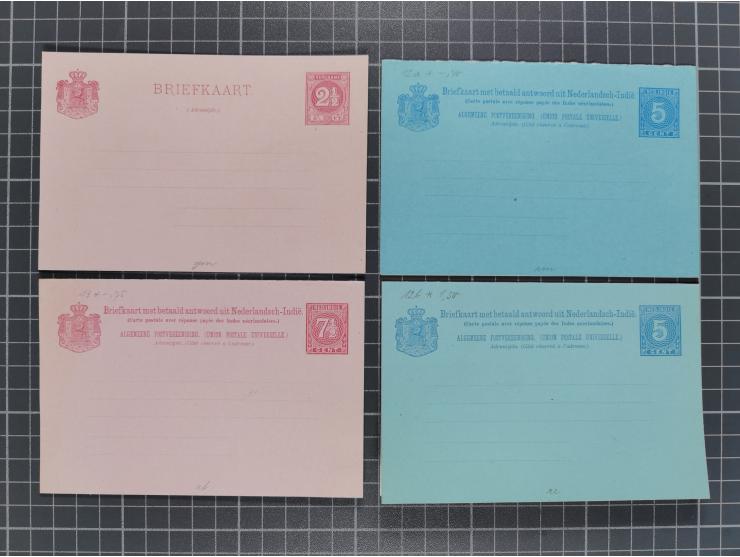 1872/1900, Collection of 13 postal stationery cards Neth.-Indie and 9 cards Curacao, including nine complete answering cards,
