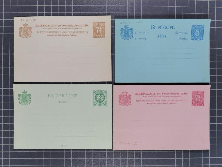 1872/1900, Collection of 13 postal stationery cards Neth.-Indie and 9 cards Curacao, including nine complete answering cards,