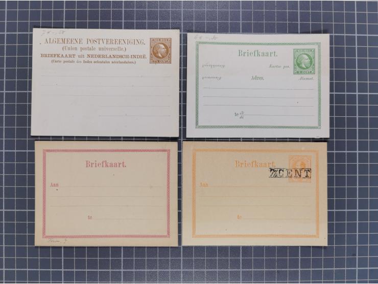 1872/1900, Collection of 13 postal stationery cards Neth.-Indie and 9 cards Curacao, including nine complete answering cards,