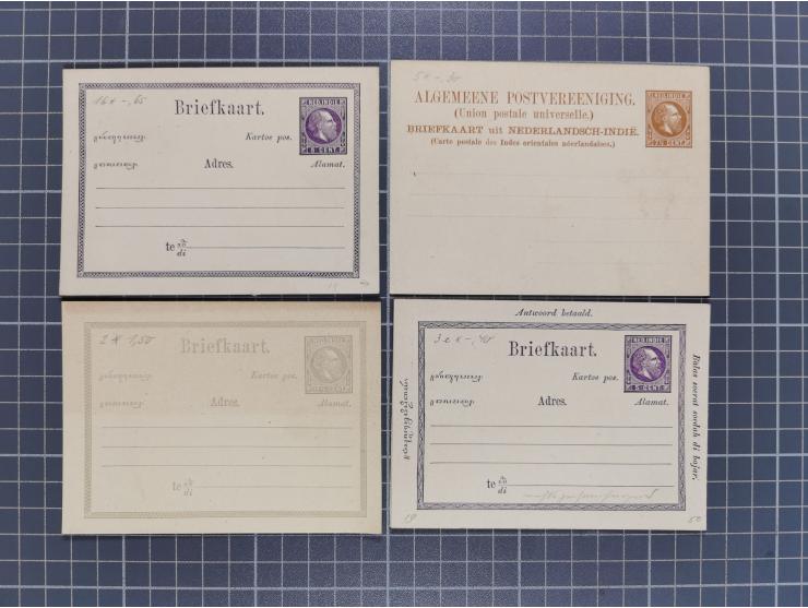 1872/1900, Collection of 13 postal stationery cards Neth.-Indie and 9 cards Curacao, including nine complete answering cards,