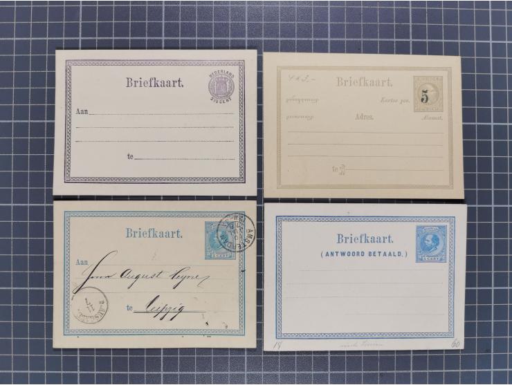1872/1900, Collection of 13 postal stationery cards Neth.-Indie and 9 cards Curacao, including nine complete answering cards,