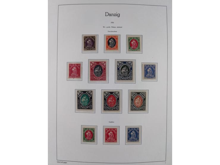 1920/39, meist postfrische Sammlungen Danzig inkl. Porto und Port Gdansk mit u.a. Mi.-Nr. P. I/I postfrisch (FB Soecknick BPP