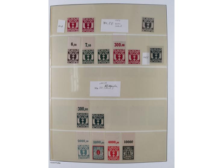 1920/39, meist postfrische Sammlungen Danzig inkl. Porto und Port Gdansk mit u.a. Mi.-Nr. P. I/I postfrisch (FB Soecknick BPP