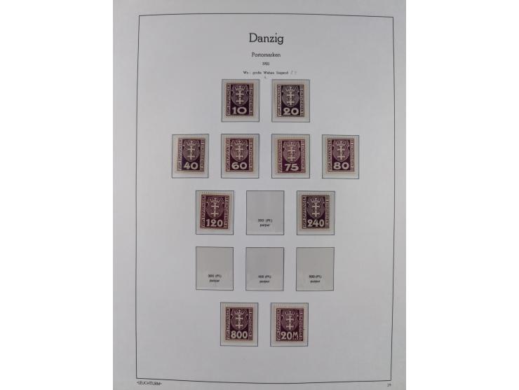 1920/39, meist postfrische Sammlungen Danzig inkl. Porto und Port Gdansk mit u.a. Mi.-Nr. P. I/I postfrisch (FB Soecknick BPP