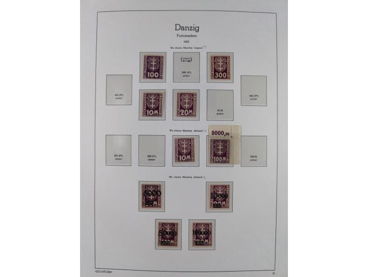 1920/39, meist postfrische Sammlungen Danzig inkl. Porto und Port Gdansk mit u.a. Mi.-Nr. P. I/I postfrisch (FB Soecknick BPP