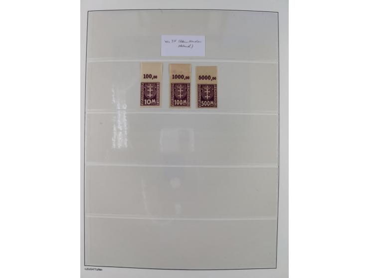 1920/39, meist postfrische Sammlungen Danzig inkl. Porto und Port Gdansk mit u.a. Mi.-Nr. P. I/I postfrisch (FB Soecknick BPP