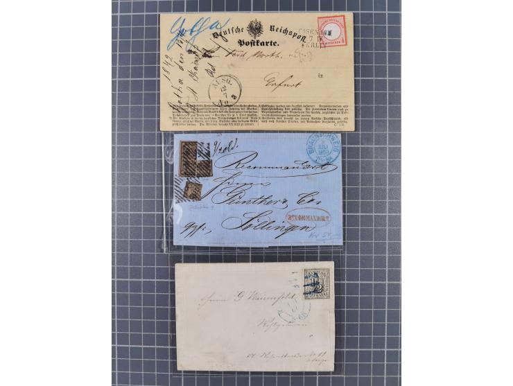 1853/74, kleine Partie mit Hannover Mi. 6 im Paar sowie 5 Belegen, dabei Hamburg Zierbrief und Brustschild-Paketkarte.