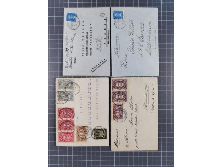 1921/28, Partie mit 16 Briefen und Karten mit diversen Schiffspost-Stempeln, dabei elf Belege aus der Inflationszeit mit u.a.