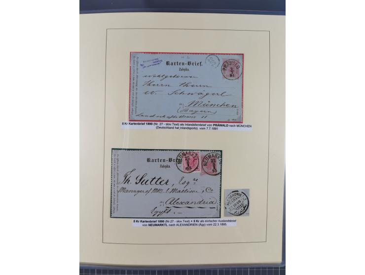 1885/99, umfangreiche Krain Briefsammlung mit über 140 Briefen und Karten, viele Mehrfach- und Mischfrankaturen sowie weitere