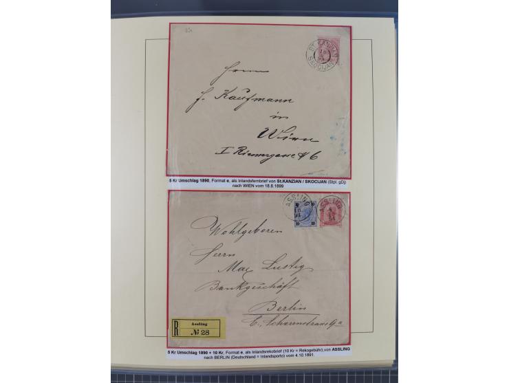 1885/99, umfangreiche Krain Briefsammlung mit über 140 Briefen und Karten, viele Mehrfach- und Mischfrankaturen sowie weitere