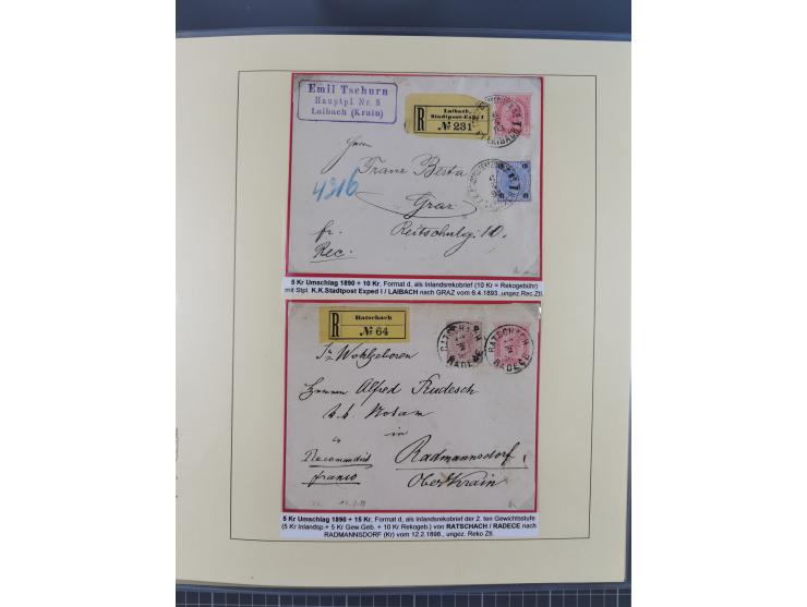 1885/99, umfangreiche Krain Briefsammlung mit über 140 Briefen und Karten, viele Mehrfach- und Mischfrankaturen sowie weitere
