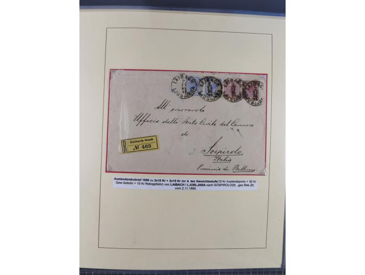 1885/99, umfangreiche Krain Briefsammlung mit über 140 Briefen und Karten, viele Mehrfach- und Mischfrankaturen sowie weitere