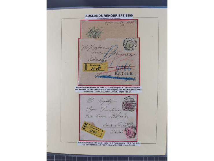 1885/99, umfangreiche Krain Briefsammlung mit über 140 Briefen und Karten, viele Mehrfach- und Mischfrankaturen sowie weitere