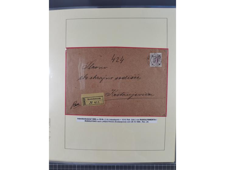 1885/99, umfangreiche Krain Briefsammlung mit über 140 Briefen und Karten, viele Mehrfach- und Mischfrankaturen sowie weitere