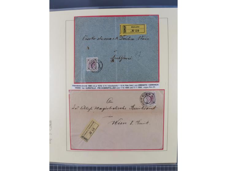 1885/99, umfangreiche Krain Briefsammlung mit über 140 Briefen und Karten, viele Mehrfach- und Mischfrankaturen sowie weitere