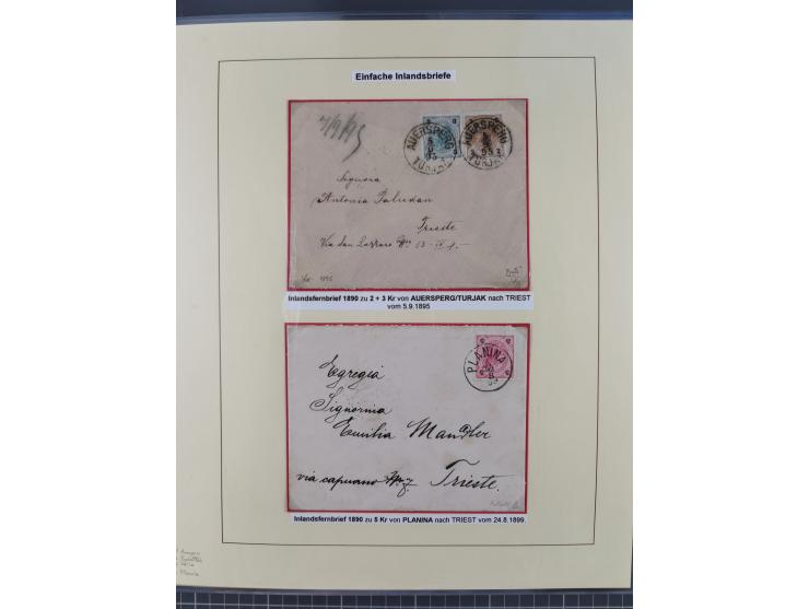 1885/99, umfangreiche Krain Briefsammlung mit über 140 Briefen und Karten, viele Mehrfach- und Mischfrankaturen sowie weitere