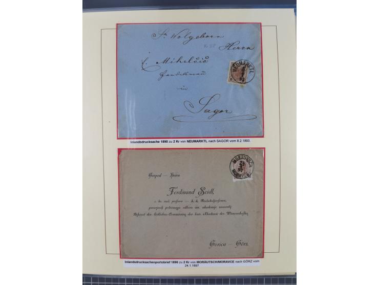 1885/99, umfangreiche Krain Briefsammlung mit über 140 Briefen und Karten, viele Mehrfach- und Mischfrankaturen sowie weitere