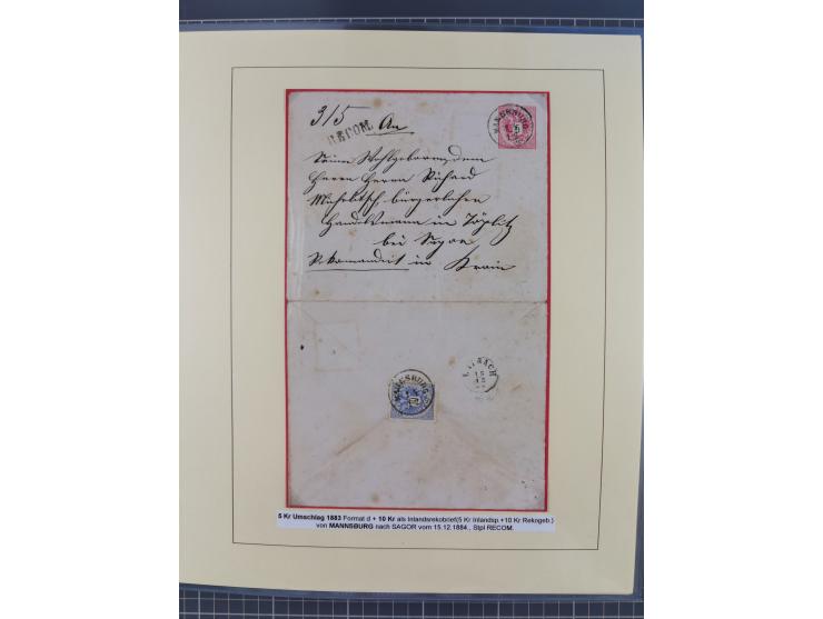 1885/99, umfangreiche Krain Briefsammlung mit über 140 Briefen und Karten, viele Mehrfach- und Mischfrankaturen sowie weitere