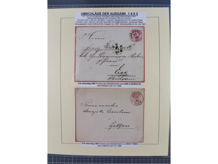 1885/99, umfangreiche Krain Briefsammlung mit über 140 Briefen und Karten, viele Mehrfach- und Mischfrankaturen sowie weitere