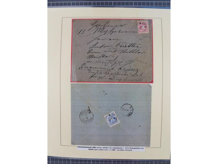 1885/99, umfangreiche Krain Briefsammlung mit über 140 Briefen und Karten, viele Mehrfach- und Mischfrankaturen sowie weitere