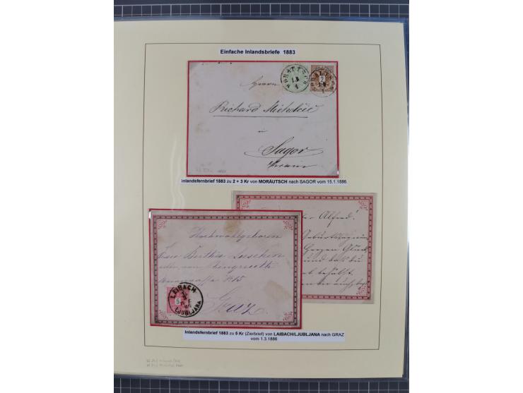 1885/99, umfangreiche Krain Briefsammlung mit über 140 Briefen und Karten, viele Mehrfach- und Mischfrankaturen sowie weitere