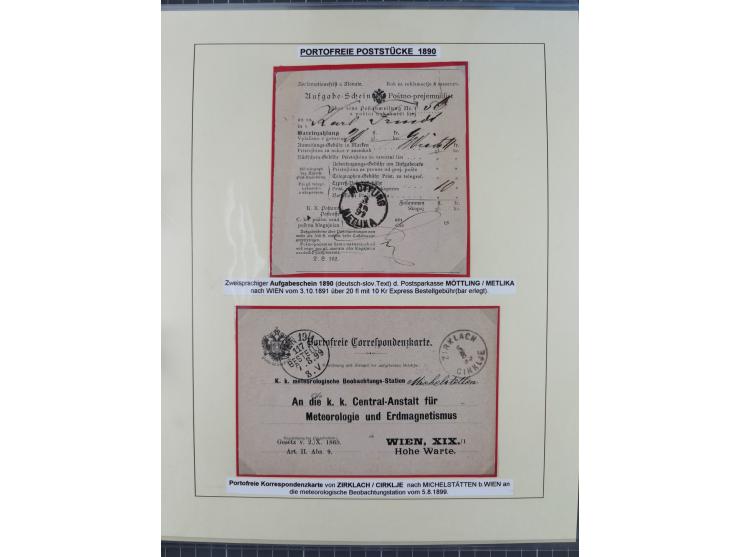 1885/99, umfangreiche Krain Briefsammlung mit über 140 Briefen und Karten, viele Mehrfach- und Mischfrankaturen sowie weitere